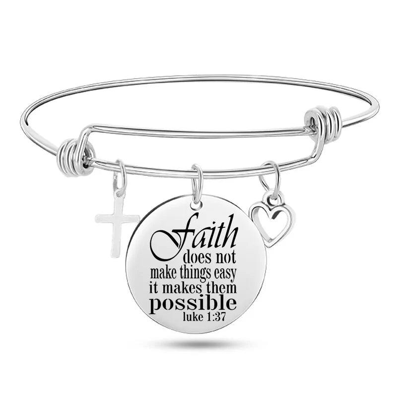 Stainless Steel Christian Charm Bracelet