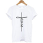 Christian Cross Print Tops Female T Shirt