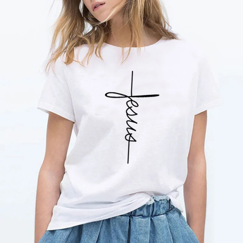 Christian Cross Print Tops for Women | Faith Restored